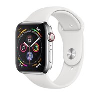 Apple Watch Series 4 GPS + Cellular 44mm Stainless Steel - White Sport Band