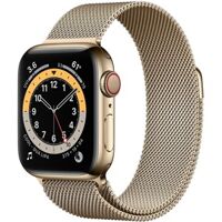 APPLE WATCH SERIES 6 44MM VIỀN THÉP DÂY THÉP GOLD (GPS + CEL)