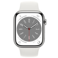 Apple Watch Series 8 GPS + Cellular 45mm Silver Stainless Steel Case with White Sport Band MNKE3