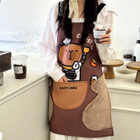Apron Kitchen Household Cooking Erasable Hand Splash-Proof Oil-Proof Multifunctional Apron Overclothes Stain-Resistant Omelette Kitchen God Capybara 4Cvg