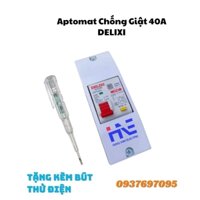 Aptomat 40A RCBO DELIXI chống giật, chống quá tải, chống chập cháy rò điện - Kèm Hộp Đựng Không Nắp & Tặng Bút Thử Điện