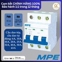 Aptomat CB Tép 3 pha, cầu dao tự động MCB ba pha Icu 4,5kA, 6kA, 10kA; 6A, 10A, 16A, 20A, 25A, 32A, 40A, 50A, 63A MPE