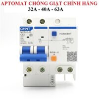 Aptomat chống giật cầu dao chống giật CHINT NXBE 2P 32A 40A 63A chống dòng dò lắp đặt bình nóng lạnh tủ lạnh