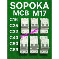 Aptomat MCB 16A 25A 32A 40A 50A 63A 2P 1 pha Sopoka – cầu dao tự động M17 C16 C25 C32 C40 C50 C63 Át