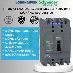 Aptomat - MCCB Schneider 3P 100A 10kA EZC100F3100