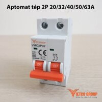 Aptomat MCP 2P, Aptomat tép MCP 2P 20/32/40/50/63A, Cầu dao tự động Aptomat tép 2P lõi đồng,vỏ nhựa PC chống cháy Vietco