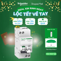 Aptomat RCBO 1P+N chống dòng dò - Schneider Electric - A9D31606 A9D31610 A9D31616 A9D31620 A9D31625 A9D31632 A9D31640