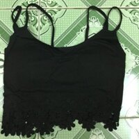 AQC1067 ÁO CROPTOP REN HAI DÂY ĐÔI