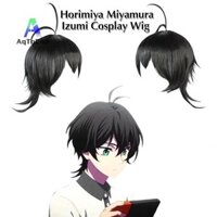 (Aqtocna) Anime Cosplay The Infinity Miya Chinen Miya Wig Anime Game Ngắn Đen Tự Nhiên Tóc Giả Phụ Kiện Tạo Kiểu Tóc * MỚI *