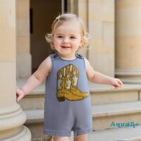Aqua-baby Bé Gái Rompers Giày Tây Thêu Cổ Tròn Không Tay Trẻ Sơ Sinh Quần Áo Body Jumpsuits