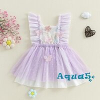 Aqua-baby Cô Gái Bướm Thêu Đầm Bay Tay Xếp Lớp Xù Vải tuyn Đầm Công Chúa Dễ Thương Quần Áo Mùa Hè
