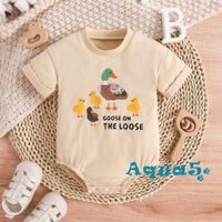 Aqua Baby Mùa Hè Jumpsuit In Hình Động Vật Tay Ngắn Cổ Tròn Áo Liền Quần Dễ Thương Body Cho Bé Trai Bé Gái