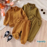 Aqua-boy Thu Đông 2 Bộ Trang Phục Dài Tay In Hình Khủng Long Zip Up Áo Dây Co Giãn Quần Bộ