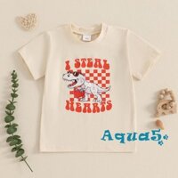 Aqua-boys Ngày Lễ Tình Nhân Áo Thun Mùa Hè Chữ Khủng Long In Hình Cổ Tròn Áo Sơ Mi Tay Ngắn