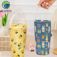 Aquagem 4 Túi Tote Trà Sữa, Có Lỗ Rơm Cách Nhiệt Cốc Sippy Túi Cầm Tay, Nắp Cốc Giấy Nhôm Lót Bảo Quản Nhiệt Dây Kéo Giá Đỡ Cốc Du Lịch Mua Sắm