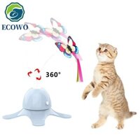 Aquagem Đồ chơi bàn xoay thú cưng thông minh, Bướm có thể thay thế Không dễ đổ Đồ chơi xoay mèo điện tử, Đèn huỳnh quang ban đêm Xoay 360 tự động Bướm Cat Stick