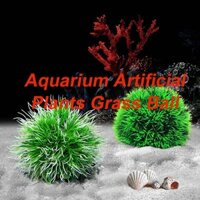 AQUARZOO Aquarium Plastic Plants Grass Fake Seaweed Ball, Artificial Marimo Moss Balls Green Fish Tank Ornament Aquarium Home Decorations(Green+White Green)