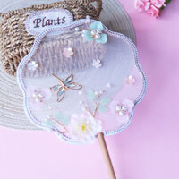 (Ar ❈ ❈) Quạt cô dâu [Quạt hoa Jingruo] Quạt bơm hơi đính cườm đơn hiện đại Thích hợp cho quạt Hanfu