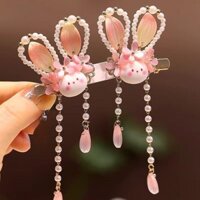 [Ar Thời Trang] Phụ Kiện Tóc Hanfu Đính Hạt Ngọc Trai Tai Thỏ Phong Cách Trung Hoa Mới Phong Cách Trung Hoa Trẻ Em Kẹp Tóc Bé Cổ Tua Rua Mũ Đội Đầu