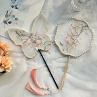 (Ar thời trang) Quạt nhóm cổ điển Quạt nhóm đường phố cổ điển thêu Trung Quốc Váy cổ điển Quạt khiêu vũ