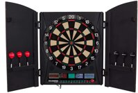 Arachnid Bullshooter Marauder 5.0 Electronic Soft Tip Dartboard Cabinet Set with Integrated Wood Doors Ideal for Any Game Room