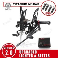 Arashi V 2.0 CNC Có Thể Điều Chỉnh Phía Sau Cho KAWASAKI NINJA ZX-10R / ZX1000 2004 - 2005 Xe Máy Chân Chốt Bàn Đạp Titan M8 Gắn Bu Lông ZX 10R ZX10R ZX-1000
