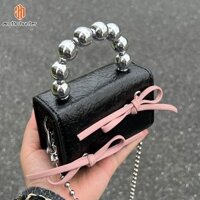 Arctic Hunter  Túi đeo vai  cỡ mini bằng da PU đính nơ phối dây xích thời trang cho nữ