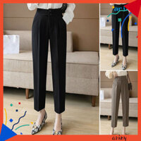 [Ariny] Phụ Nữ Drap Bộ Đồ Quần Nút Dây Kéo Bay Cao Cấp Quần Ống Thẳng Túi Màu Trơn Quần Công Sở Quần Nữ Bảo Hộ Lao Động