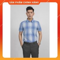 (Aristino chính hãng) Áo sơ mi ngắn tay Aristino ASS092S9 màu Xanh caro loang