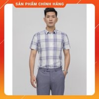 (Aristino chính hãng) Áo somi ngắn tay Aristino ASS022S9 màu trắng caro xanh nhạt