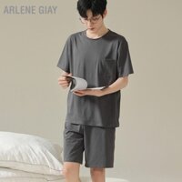 Arlene Giay Nam Ngắn Tay Pyjama Váy Ngủ Màu Xám Sợi Nhân Tạo Mềm Mại Mùa Hè Áo Sơ Mi Và Quần Đồ Phòng Chờ Bộ