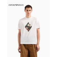 Armani / Áo thun nam dáng rộng cổ tròn in hình trừu tượng mùa xuân mới