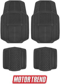 Armor-Tech All Weather Floor Mats, 4 Piece Set – Heavy Duty Rubber Liners for Car, Truck, SUV & Van (Black)