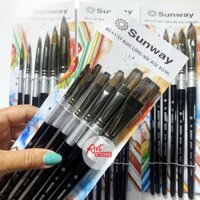 [Art Store] Bộ Cọ Vẽ Màu Nước Lông Sóc Đầu Dẹp Flat Sunway Basic B207 - 6pcs