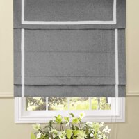 Artdix Roman Shades Blinds Window Shades - Light Grey 25 W x 36L Inches (1 Piece) Blackout Solid Fabric Custom Made Roman Shades for Windows, Doors...