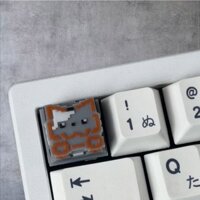Artisan Keycap - Nút bàn phím cơ resin handmade Pixart Nyanko Xám Cam