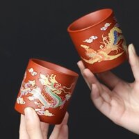 Artisan Lớp Cinnabar Đất Sét Tím Đất Sét Tím Đổi Màu Trà Kung Fu Bộ Trà Dung Tích Lớn Không Chì Rồng Cao Cấp Phoenix Chengxiang 2.2