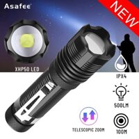 Asafee 101 XHP50 Đèn pin LED Mini Zoom Đèn pin siêu sáng Zoomable Nhỏ chống nước Đèn pin LED có thể sạc lại lampu suluh Đèn pin nhỏ cầm tay