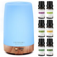 ASAKUKI Portable 100ml Essential Oil Diffuser with 100% Pure Therapeutic Grade Aromatherapy Oils Includes Lavender, Eucalyptus, Lemongrass, Tea Tre...