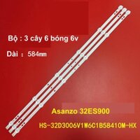 Asanzo 32ES900 - Bộ 3 cây 6 bóng 6v cho Tivi Asanzo 32S610 32T650 và các dòng tương tự (Không bảo hành)