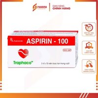 ASPIRIN 100MG – ĐIỀU TRỊ DỰ PHÒNG NHỒI MÁU CƠ TIM – TRAPHACO [VIỆT NAM] – 1 VỈ x 10 VIÊN