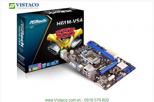 Bo mạch chủ (Mainboard) Asrock H61M-VS4 - Socket 1155, Intel H61, 2 x DIMM, Max 16GB, DDR3