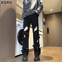 ASRV  Quần jean đen rách cao cấp Thương hiệu thời trang nam xuân hè Mỹ giày bốt thẳng