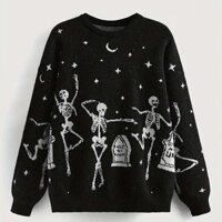 Asrv Thu Đông Mới Halloween Đen Đầu Lâu Áo Len Rời