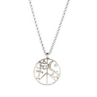 Assorted Geometric Charms Round Pendant Link Chain Necklace Jewelry - Silver