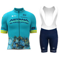 Astana Đội Nam Đi Xe Đạp Jersey Bộ Áo Sơ Mi Tay Ngắn Xe Đạp Áo Lót Yếm Quần Short Quần Dành Cho Đua Xe Và Đi Xe Đạp Thể Thao