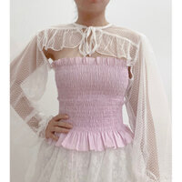 Asterlayna| áo khoác voan lưới cột nơ handmade ribbon coat