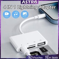 Astro Đầu Đọc Thẻ Nhớ lightning otg / tf 4 Trong 1 Cho iphone 14 / 13 / 12 promax / ipad air, Ổ Đĩa u / usb