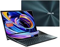 ASUS ZenBook Pro Duo 15 OLED UX582: Máy tính xách tay siêu phẩm với màn hình OLED cảm ứng 4K UHD 15,6 inch, CPU Intel Core i7-10870H, RAM 16GB, SSD 1TB, card đồ họa GeForce RTX 3070, và tính năng đặc biệt ScreenPad Plus. Hệ điều hành Windows 10 Pro, màu Xanh thiên thanh. Phiên bản UX582LR-XS74T.