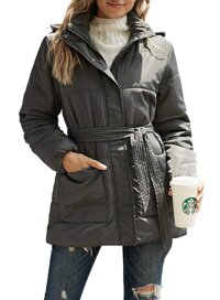Asyoly Women's Winter Warm Zip Up Quilted Jacket Outerwear Coat with Pockets